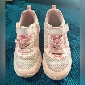 Skechers Girls Light Pink Mesh Hook-and-Loop Sneakers